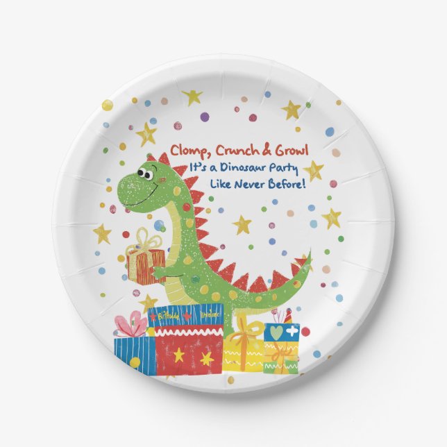 Dino Birthday Party Pappteller (Vorderseite)