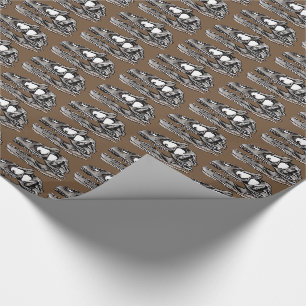 DINO - Braunes glänzendes Papier, 30" x 6' Geschenkpapier