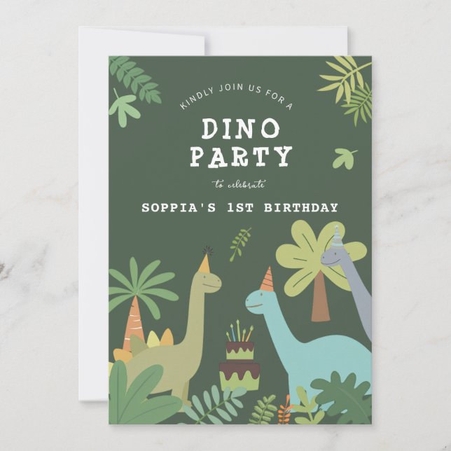Dino Buddies Anniversaire Bash Invitation (Devant)