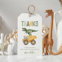 Dino Construction Party Favor Tags