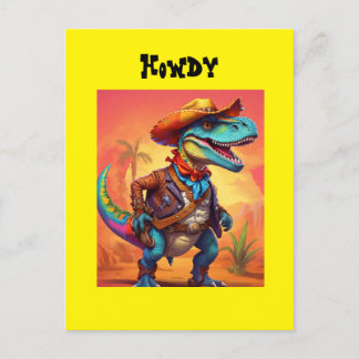 Dino Cowboy Postkarte