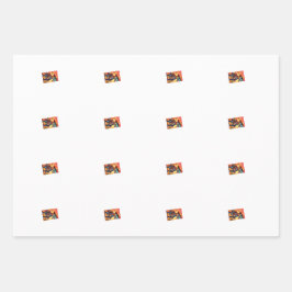 Dino Cowboy Wrapping Paper Flat Sheet Set 3 Geschenkpapier Set