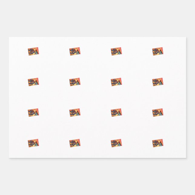 Dino Cowboy Wrapping Paper Flat Sheet Set 3 Geschenkpapier Set (Vorderseite)