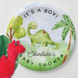 Dino Delight Babydusche Teller<br><div class="desc">Die Einführung in unser bezauberndes Baby Dusche Dino Design mit einer faszinierenden Aquarellbild von Dinosauriern und Bäumen. Dieses charmante Design ist perfekt, um Ihre Kleine in die Welt zu empfangen. Die lebhaften Farben und das skurrile Kunstwerk schaffen eine angenehme Atmosphäre und geben den Ton für eine lustige Feier. Mit seinem...</div>