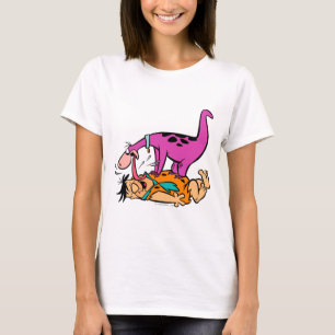 Dino, der FredFlintstone leckt T-Shirt