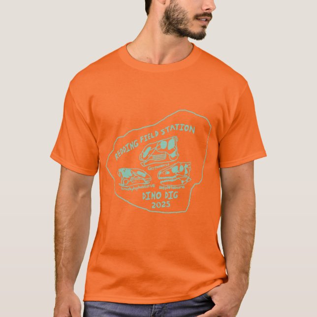 Dino Dig 2025 Neon Green Print T-Shirt (Vorderseite)
