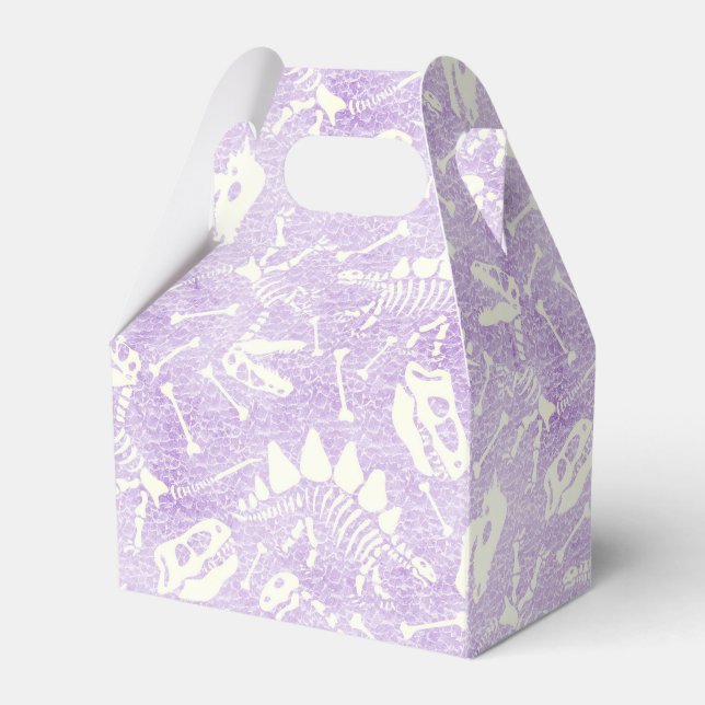 Dino Dig lavender Favor Box Geschenkschachtel (Vorderseite)