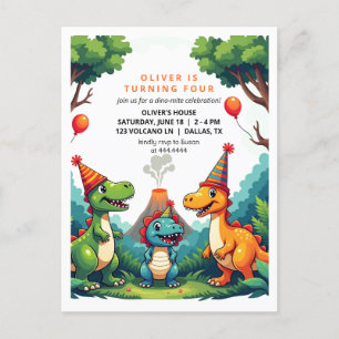 Dino Dinosaur Anniversaire Fête Invitation Carte p