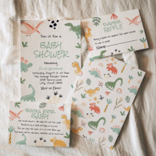 Dino Dinosaur Kleines Dino im Weg Babydusche Einladung