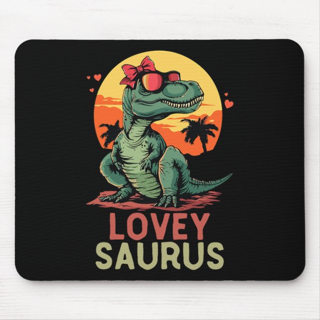 Dino Dinosaur Lovey-saurus T-rex Funny Trex Mousepad (Vorne)