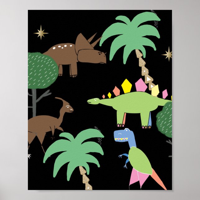 Dino Dinosaur Nacht im Jurrasic Park Art & Spa Kin Poster (Vorne)