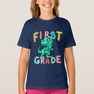 Dino Dinosaurier First GRADE Squad School Jungs T-Shirt