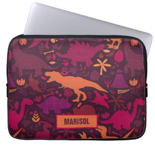 Dino Doodle Silhouetten Kinder Dinosaurier Laptopschutzhülle