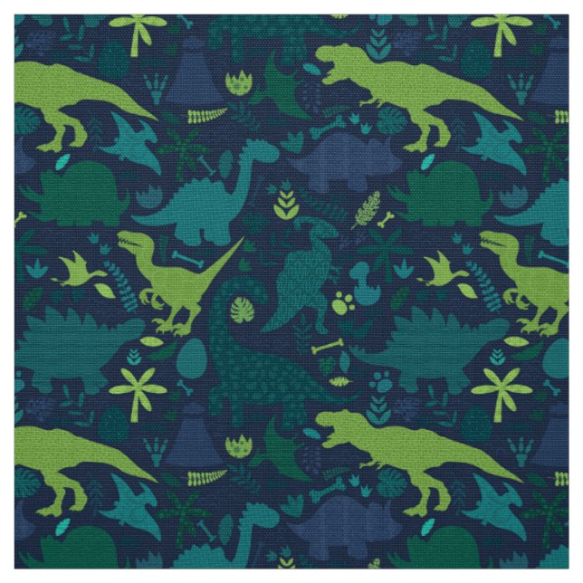 Dino Doodle Silhouetten Kinder Dinosaurier Stoff (Muster)