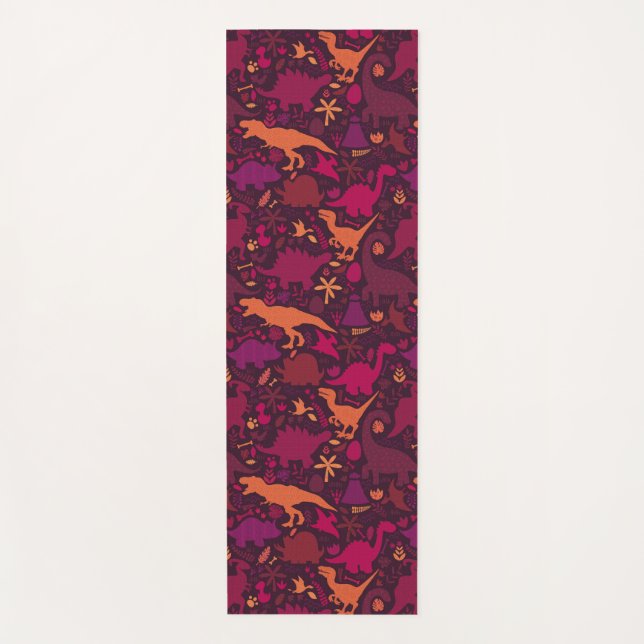 Dino Doodle Silhouetten Kinder Dinosaurier Yogamatte (Vorderseite)