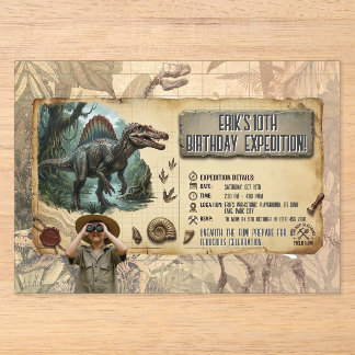 Dino-Expedition Spinosaurus Jungen zum 10. Geburts Acryleinladungen