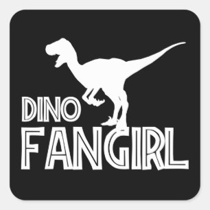 Dino Fangirl - Dinosaur Lover Quadratischer Aufkleber