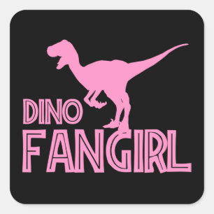 Dino Fangirl - Dinosaur Lover Quadratischer Aufkleber