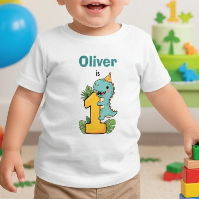 Dino First Birthday Baby T-shirt (Von Creator hochgeladen)