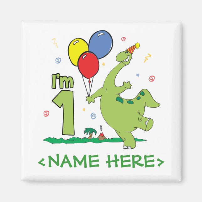 Dino First Birthday Magnet (Vorne)