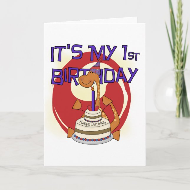 Dino First Birthday Tshirts und Geschenke Karte (Vorderseite)