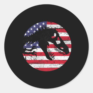 Dino Fossi Usa Flag Patriotischer Dinosaurier T-Re Runder Aufkleber