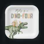 Dino Four Birthday Party Teller<br><div class="desc">Dinosaur Party Teller Bereit,  von Ihnen personalisiert zu werden!</div>