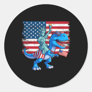 Dino Freiheitsstatue 4. Juli Trex American F Runder Aufkleber