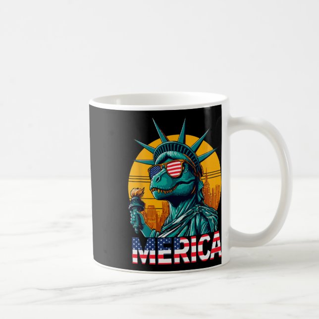 Dino Freiheitsstatue 4. Juli Trex Boys Ameri Kaffeetasse (Rechts)