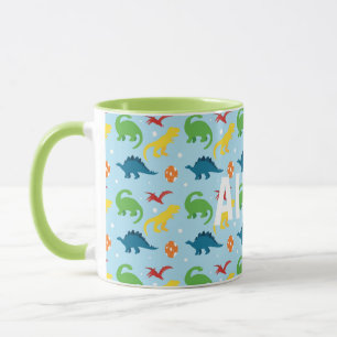 Dino Fun Red Yellow Green Kids Custom Tasse
