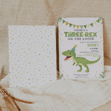 Dino-Geburtstag-Drei-Rex-Junge-Einladung