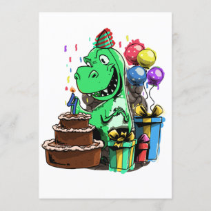 Dino Geburtstagsparty für 4 Jahre Einladung