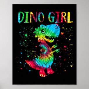 Dino Girl Dinosaur Lover Gefärbte Krawatte Niedlic Poster