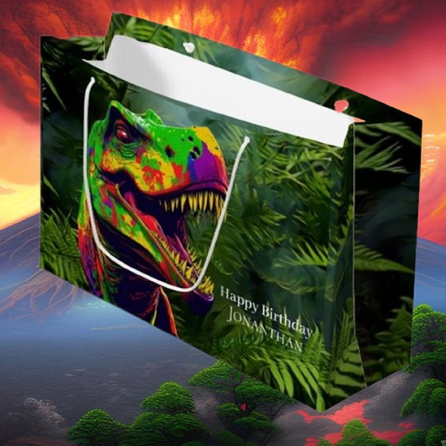Dino glücklich Geburtstagskinder Jungle Große Geschenktüte (Bring your dream party to life with our selection of quality Dinosaur themed party supplies )
