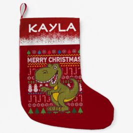Dino Green Ugly Christmas Sweater Wildlife Series Kleiner Weihnachtsstrumpf