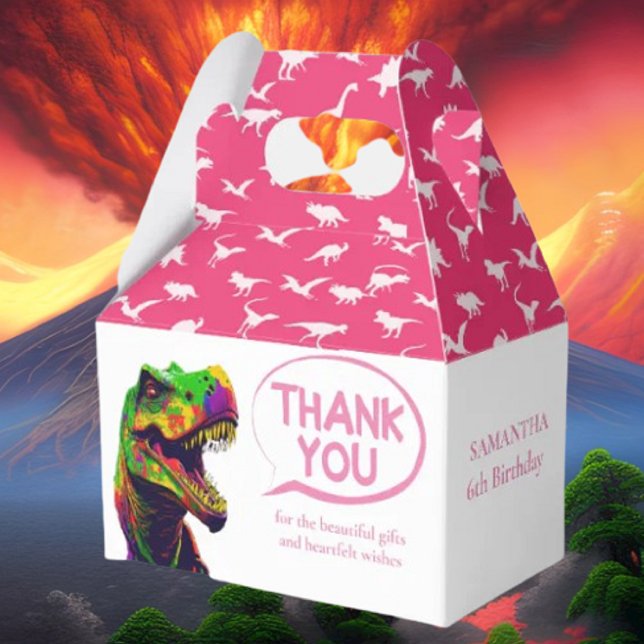 Dino Happy Pink Girl Favor Box Geschenkschachtel (Bring your dream party to life with our selection of quality Dinosaur themed party supplies )