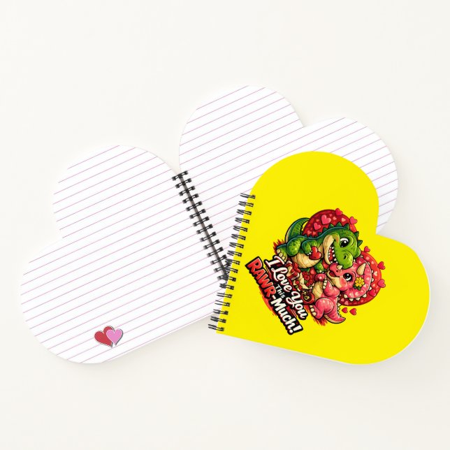Dino Hearts Rawr Much Valentine,Couple Anniversary Notizbuch (Innenseite)
