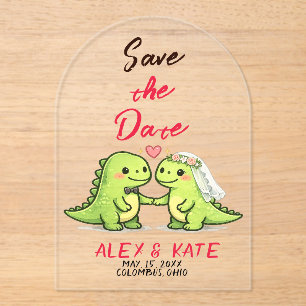 Dino-Hochzeit Termin speichern  Acryleinladungen
