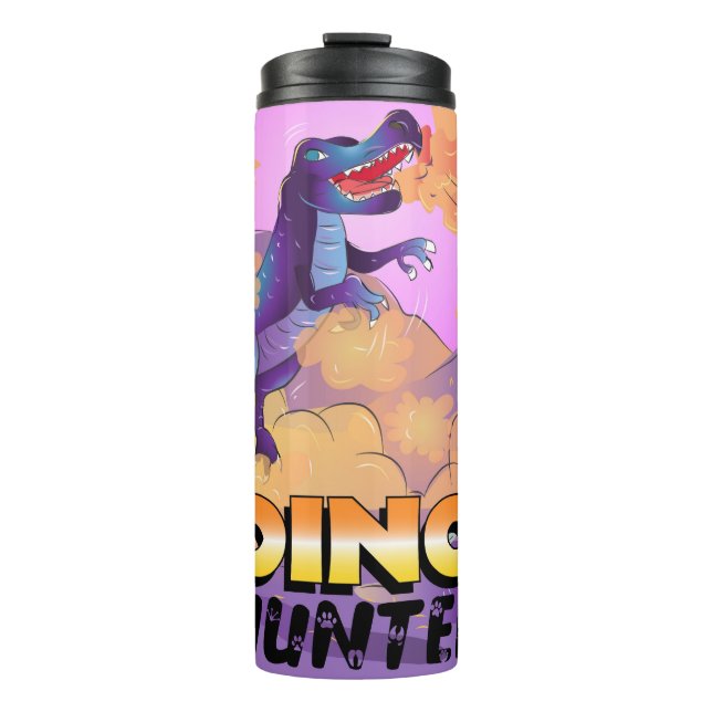 Dino Hunter Illustration Tumbler Thermosbecher (Vorderseite)