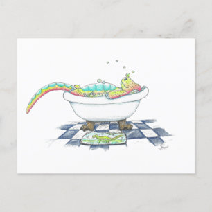 Dino in der Tube Zeichnend Postkarte