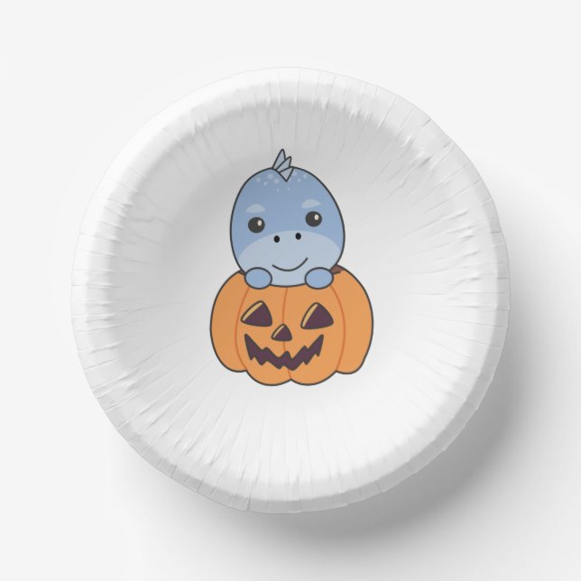 Dino In Pumpkin Sweet Dinos Happy Halloween Pappteller (Vorderseite)