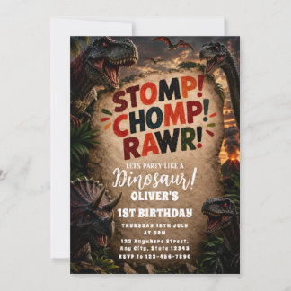 Dino-Jungle-Party-Einladung zur dunklen Dinosaurie Einladung
