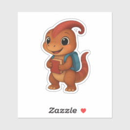 Dino Kammli mit Rucksack & Schulbuch Aufkleber