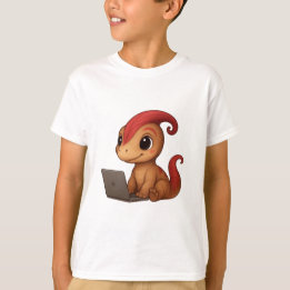 Dino Kids Shirt – Dino Kammli am Laptop