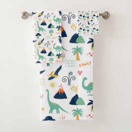 Dino Land White Badhandtuch Set
