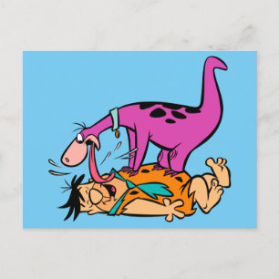 Dino leckt Fred Flintstone Postkarte