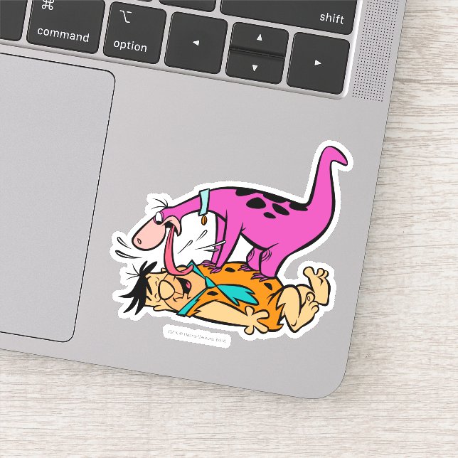 Dino Licking Fred Flintstone Aufkleber (Detail)
