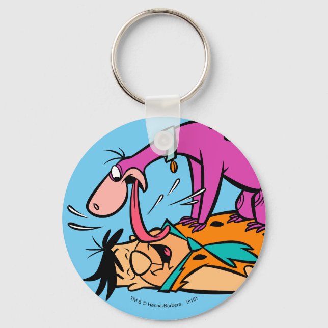 Dino Licking Fred Flintstone Schlüsselanhänger (Vorderseite)