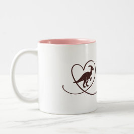 Dino Liebe – Herzlinien Parasaurolophus Zweifarbige Tasse