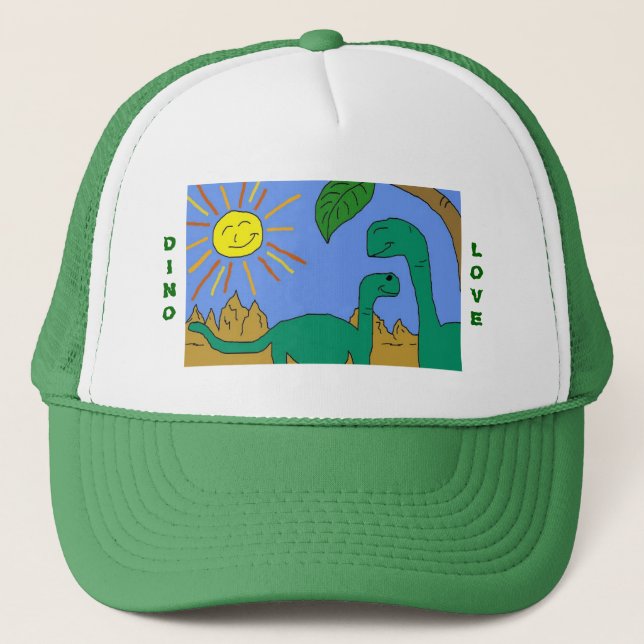 DINO-LIEBE - i-LIEBE-DINOSAURIER Hut Truckerkappe (Vorderseite)